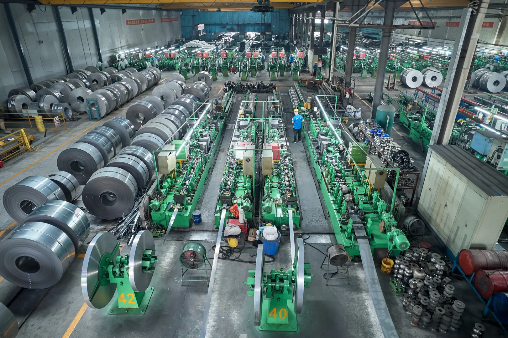 High-tech precision tube manufacturing line with stainless steel coils at XZS factory