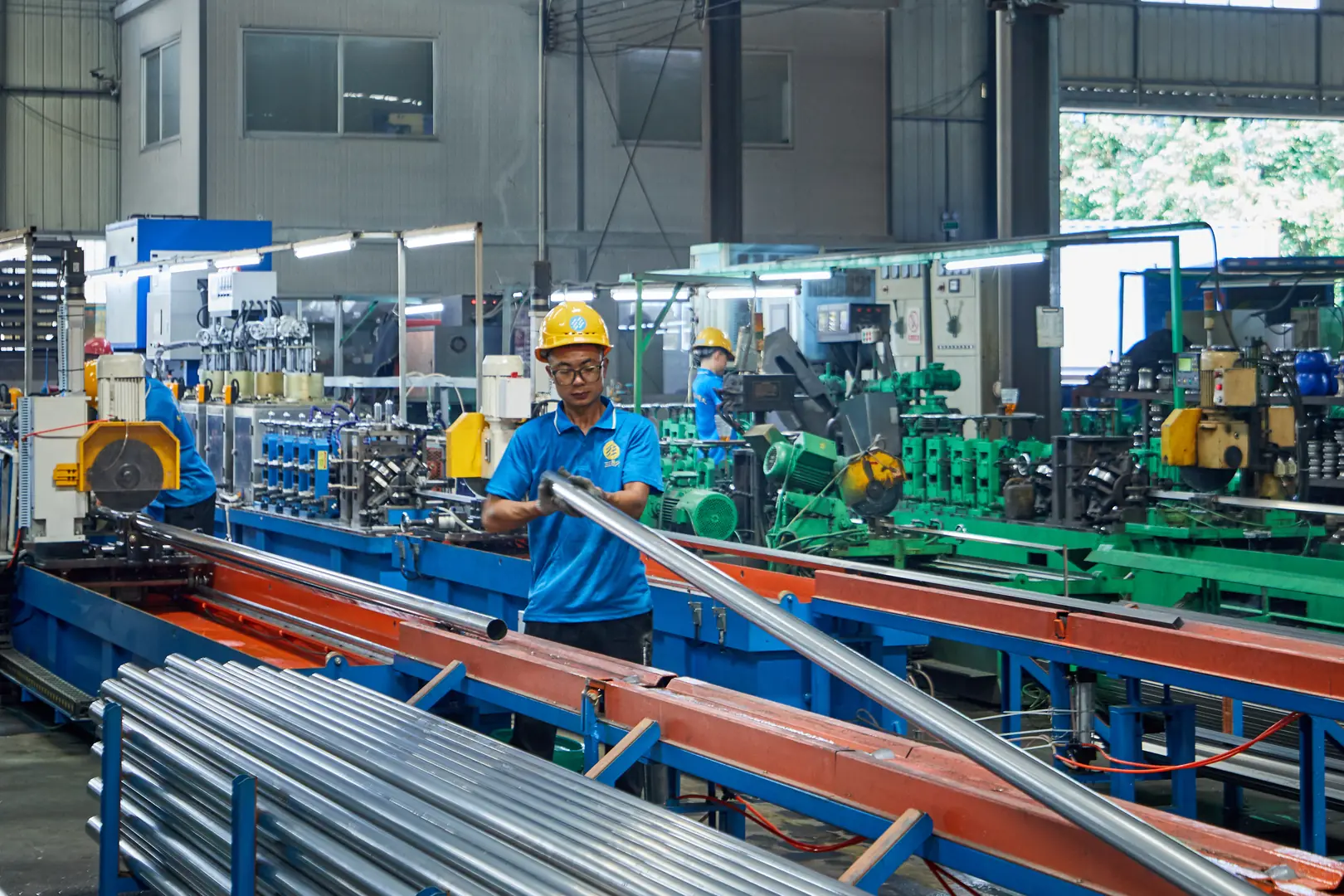 Advanced tube manufacturing facility with automated machinery and precise operations